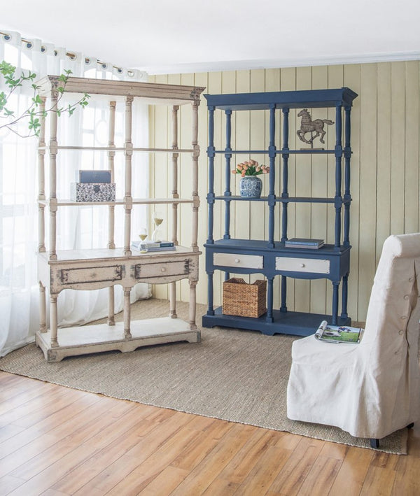 English Elm 51x19.5x81.5" Adela Solid Fir Wood Tall Bookcase Distressed White French Country Etagere W2078P170345