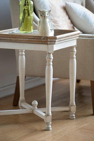 English Elm 20x20x25" Alcott Square Fir Wood Side Table Tray Top Farmhouse Distressed White W2078125590