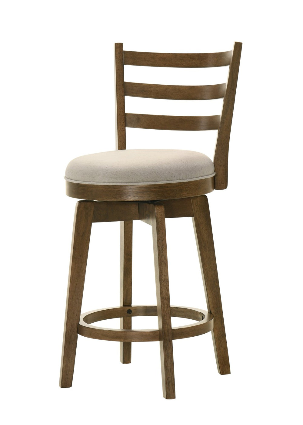 English Elm Joplin Walnut Ladder Back Swivel Counterstool with Linen Seat Farmhouse Kitchen B061131269