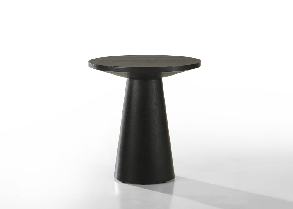 English Elm Jasper Round Pedestal Accent Table in Ebony Wood Grain Finish for Entryway or Bedroom B061S00738