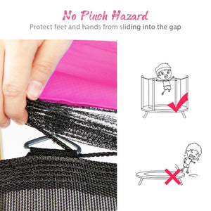 English Elm 5.5ft Kids Trampoline Steel Frame Enclosure Net Basketball Hoop Safe Bouncer Pink MS309258AAH