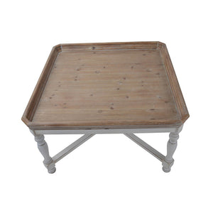 English Elm 33x33x19" Alcott Square Tray Coffee Table Distressed White Fir Wood Farmhouse Living Room W2078125602