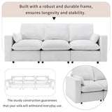 English Elm 3 Seat Sofa With Removable Back and Seat Cushions and 2 Pillows,Teddy Fabric Couch For Living Room, Office, Apartment