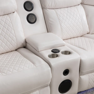 English Elm Le047 Power Reclining Sectional with Led Ambient Lighting and Built in Speaker Console W1805S00007