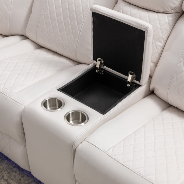 English Elm Le047 Power Reclining Sectional with Led Ambient Lighting and Built in Speaker Console W1805S00007