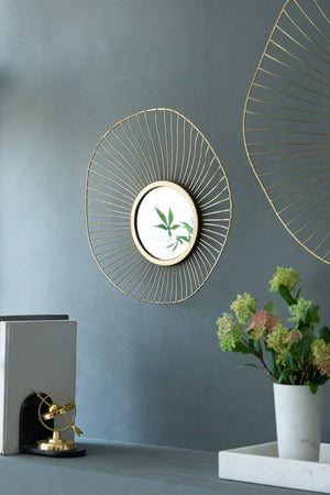 English Elm Set of 3 Abstract Sculptural Wall Mirrors with Gold Iron Frames for Glam Decor W2078124330