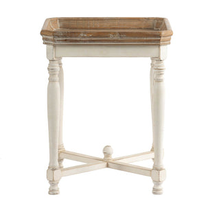 English Elm 20x20x25" Alcott Square Fir Wood Side Table Tray Top Farmhouse Distressed White W2078125590