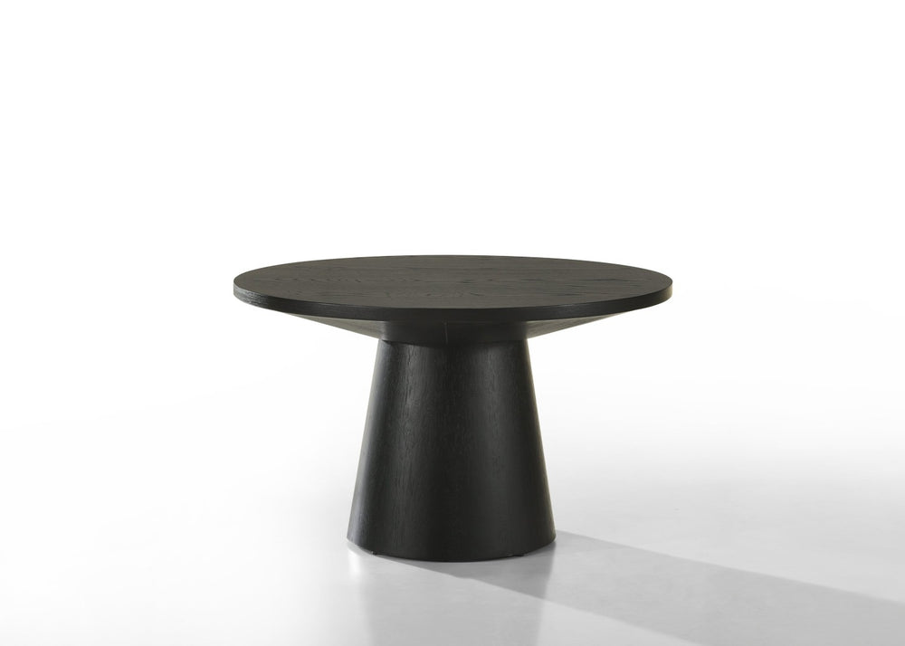 English Elm Jasper Round Pedestal Coffee Table Ebony Finished Solid Wood for Modern Living Rooms B061S00821