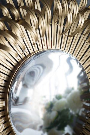 English Elm 27" Sunburst Wall Mirror Glam Gold Iron Spokes Entryway Living Room Focal Piece W2078124329