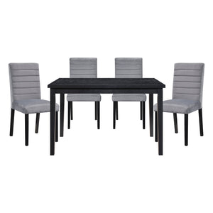 English Elm Black Modern Andreas Dining Table for 4 in Black Ash Veneer – Compact 47.5" Casual Dinette, 29.5" H B011125790