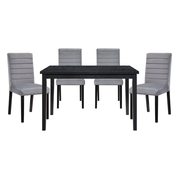 English Elm Gray Velvet Upholstered Side Chairs Set of 2 – Modern Grey Contoured Seats, Black Ash Veneer Legs, Casual Dining Comfort B011125791
