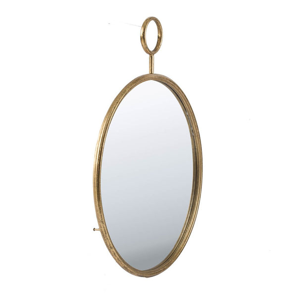 English Elm 22" Gold Iron Frame Circular Wall Mirror Slim Accent Piece for Entryway or Office W2078124345