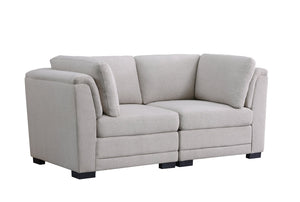 English Elm Kristin Low Profile Linen Loveseat with Pocket Coil Support for Modern Living Rooms B061S00232