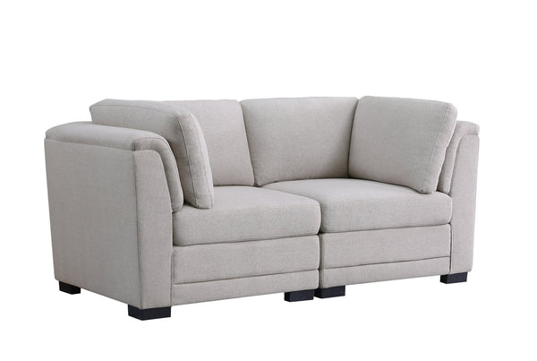 English Elm Kristin Low Profile Linen Loveseat with Pocket Coil Support for Modern Living Rooms B061S00232