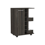 English Elm Bar Cart Wells,Four Casters, Carbon Espresso Finish