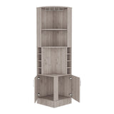 English Elm Bar Cabinet Papprika, 8 Wine Cubbies, Double Door, Light Gray Finish