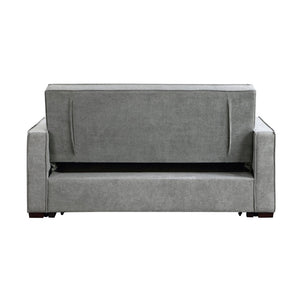 English Elm Modern Gray Fabric Sleeper Sofa Solid Wood Frame Pull Out Bed Click Clack Mechanism B011125789