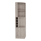 English Elm Bar Cabinet Papprika, 8 Wine Cubbies, Double Door, Light Gray Finish