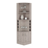 English Elm Bar Cabinet Papprika, 8 Wine Cubbies, Double Door, Light Gray Finish