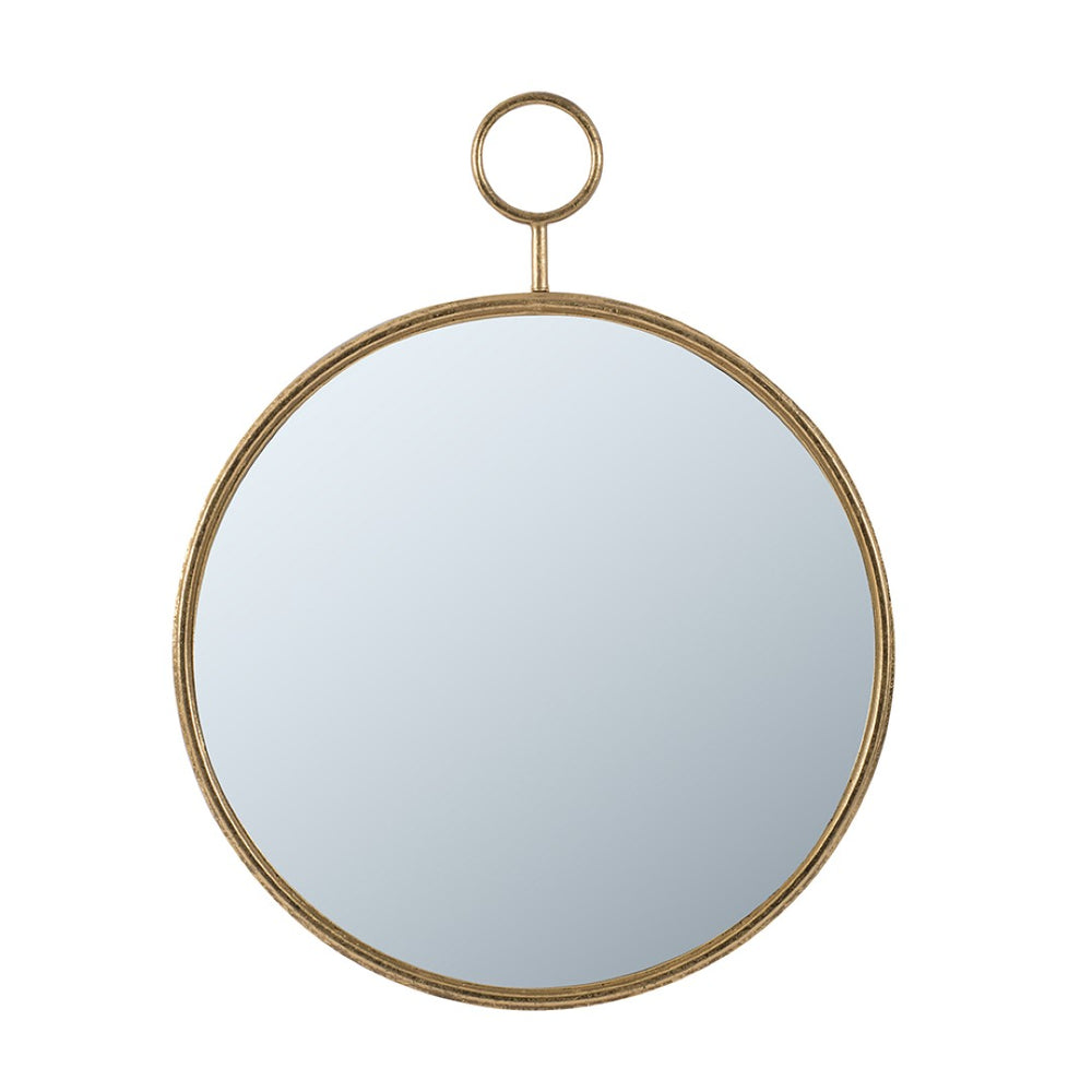 English Elm 22" Gold Iron Frame Circular Wall Mirror Slim Accent Piece for Entryway or Office W2078124345