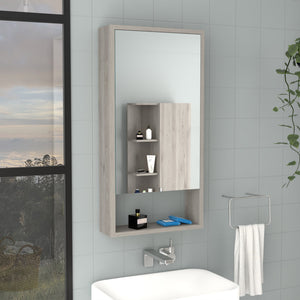 English Elm Medicine Cabinet Irvine - Stylish Light Gray Finish With Mirror & Smart Shelving For Organized Storage B092122956