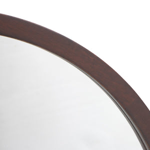 English Elm 19.5" Round Iron Wall Mirror with Rope Strap Hanger for Bathroom or Entryway Brown W2078124339
