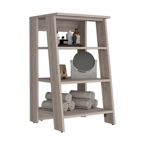 English Elm Linen Cabinet Jenne – Stylish Light Gray Storage With 4 Open Shelves For Modern Bathrooms & More B092122960