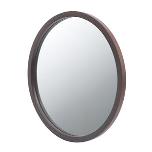 English Elm 19.5" Round Iron Wall Mirror with Rope Strap Hanger for Bathroom or Entryway Brown W2078124339