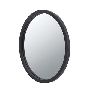 English Elm 19.5" Round Iron Wall Mirror with Rope Strap Hanger for Bathroom or Entryway Black W2078124341