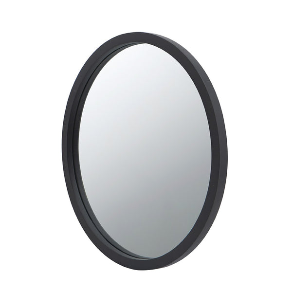 English Elm 19.5" Round Iron Wall Mirror with Rope Strap Hanger for Bathroom or Entryway Black W2078124341