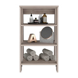 English Elm Linen Cabinet Jenne, Four Open Shelves, Light Gray Finish