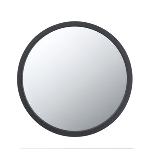 English Elm 19.5" Round Iron Wall Mirror with Rope Strap Hanger for Bathroom or Entryway Black W2078124341