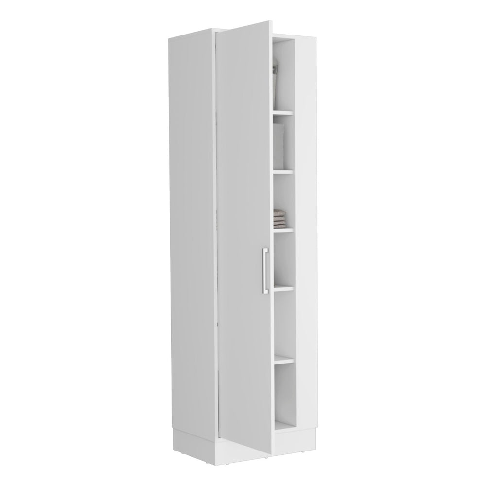 English Elm Storage Cabinet Manika: Stylish White Organizer With Single Door & Versatile Shelves For Any Room B092123124-GIGA