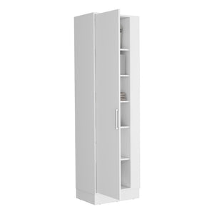 English Elm Storage Cabinet Manika: Stylish White Organizer With Single Door & Versatile Shelves For Any Room B092123124-GIGA