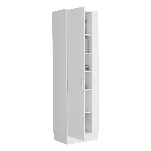 English Elm Storage Cabinet Manika: Stylish White Organizer With Single Door & Versatile Shelves For Any Room B092123124-GIGA