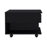 English Elm Lift Top Coffee Table Mercuri, Casters, Black Wengue Finish