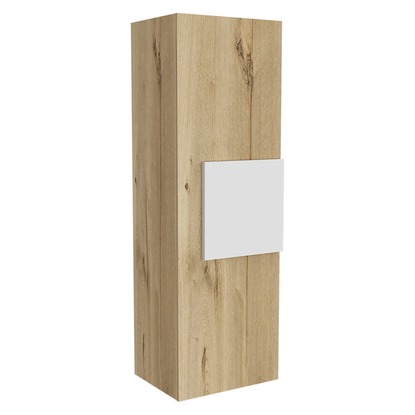 English Elm Medicine Cabinet Hazelton with Open Lower Shelves and Interior Storage, Easy Assembly, Durable Finish White + Light Oak B092122856