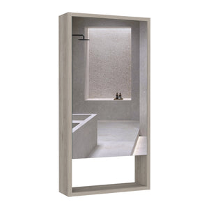 English Elm Medicine Cabinet Irvine - Stylish Light Gray Finish With Mirror & Smart Shelving For Organized Storage B092122956