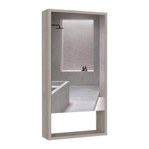 English Elm Medicine Cabinet Irvine - Stylish Light Gray Finish With Mirror & Smart Shelving For Organized Storage B092122956