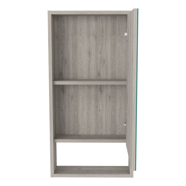 English Elm Medicine Cabinet Irvine - Stylish Light Gray Finish With Mirror & Smart Shelving For Organized Storage B092122956