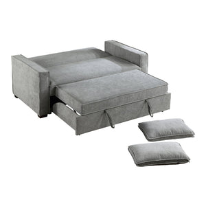 English Elm Modern Gray Fabric Sleeper Sofa Solid Wood Frame Pull Out Bed Click Clack Mechanism B011125789