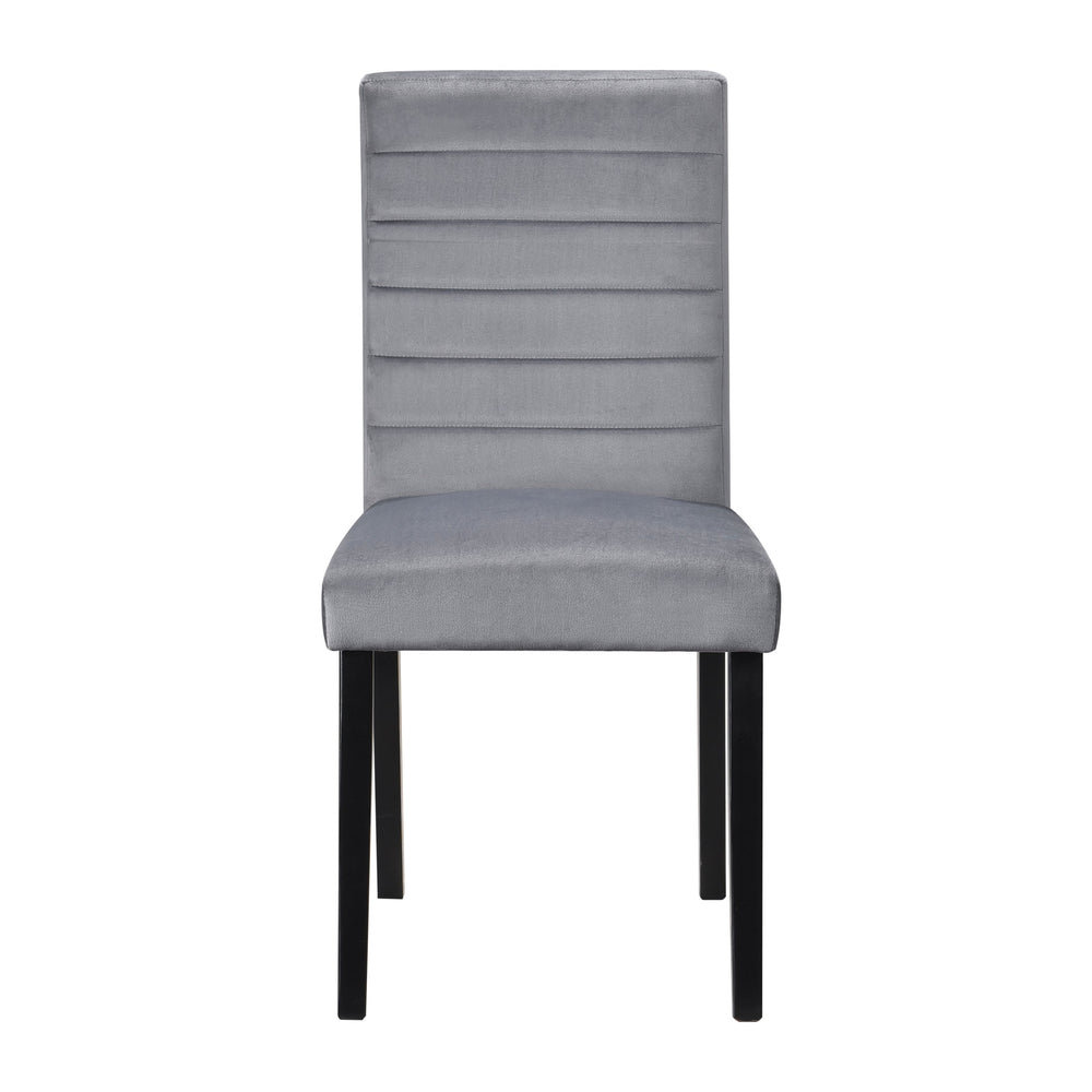 English Elm Gray Velvet Upholstered Side Chairs Set of 2 – Modern Grey Contoured Seats, Black Ash Veneer Legs, Casual Dining Comfort B011125791