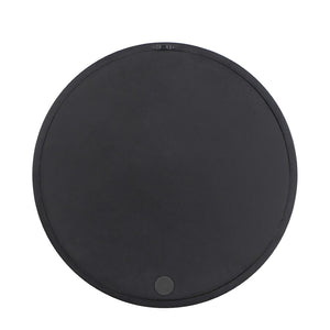 English Elm 19.5" Round Iron Wall Mirror with Rope Strap Hanger for Bathroom or Entryway Black W2078124341