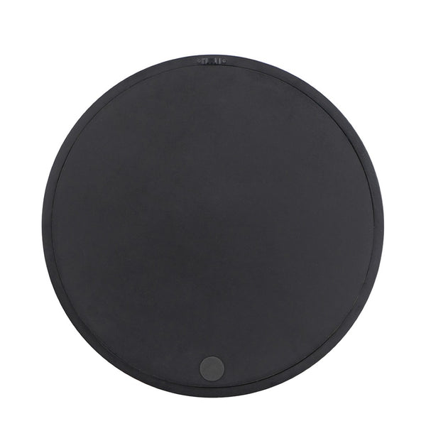 English Elm 19.5" Round Iron Wall Mirror with Rope Strap Hanger for Bathroom or Entryway Black W2078124341