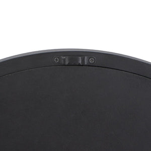 English Elm 19.5" Round Iron Wall Mirror with Rope Strap Hanger for Bathroom or Entryway Black W2078124341