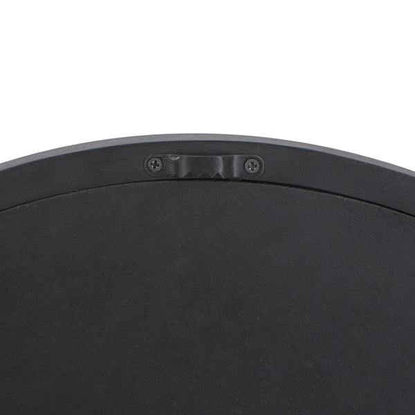 English Elm 19.5" Round Iron Wall Mirror with Rope Strap Hanger for Bathroom or Entryway Black W2078124341