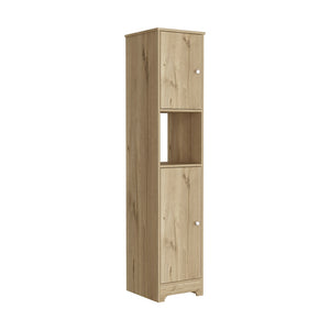 English Elm Linen Cabinet - Elegant Light Oak Finish With Four Interior Shelves For Stylish Storage Solutions B092122841