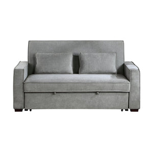 English Elm Modern Gray Fabric Sleeper Sofa Solid Wood Frame Pull Out Bed Click Clack Mechanism B011125789