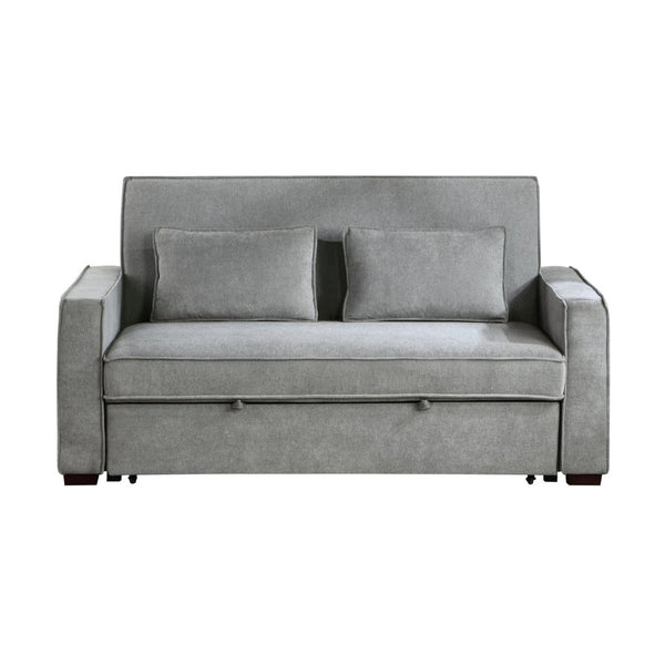 English Elm Modern Gray Fabric Sleeper Sofa Solid Wood Frame Pull Out Bed Click Clack Mechanism B011125789