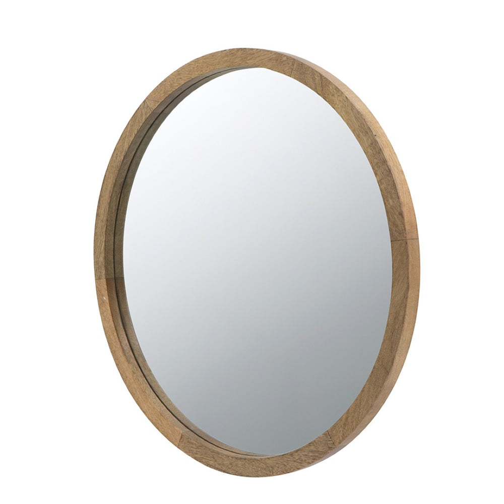 English Elm 19.5" Round Iron Wall Mirror with Rope Strap Hanger for Bathroom or Entryway W2078124340